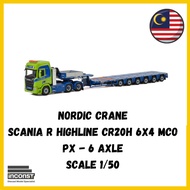 WSI Models Scania R Highline CR20H 6x4 MCO PX - 6 Axle "Nordic Crane" Scale 1/50 Construction Diecas