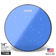 Evans™ TT14HB Hydraulic Blue หนังกลองสแนร์ หนังกลองทอม 14" แบบน้ำมันใส สีน้ำเงิน 2 ชั้น หนา 7 มิล +