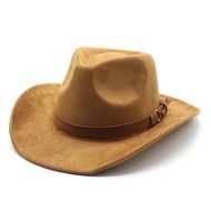Four Seasons Cowboy Hats For Women And Men Suede Caps 57-58cm Retro Strap Curved Brim Western Cowgir