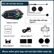 Y12 Pro Xe Máy Bluetooth 5.4 Liên Lạc Nội Bộ Tai Nghe Chống Nước Không Dây 500M Tay Nghe Loa Interph