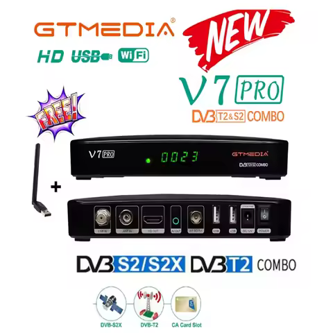 GTmedia V7 PRO 1080P HD DVB-S2 DVB-T/T2 Satellite TV Receiver+USB Wifi Support 3G 4G Dongle CA HEVC/
