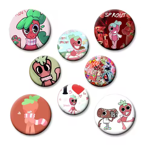 58mm Hot Horror Game Dandys World Sprout Anime Creative Pin Cartoon Funny Meme Brooch Tinplate Badge