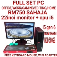 FULL SET PC CORE I5 MONITOR + DEKSTOP CPU I5