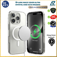 Ốp Lưng Sạc Từ Tính DEKEY Magic Cover Crystal Case cho Iphone 16 Pro max/ 16 Pro/ 16 Plus Ốp Dẻo Tro