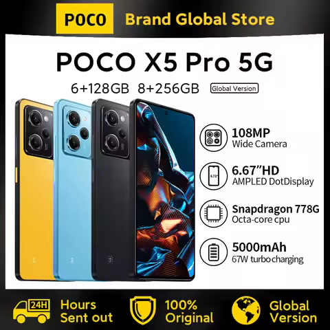 POCO X5 Pro 5G Global Version 128GB/256GB Snapdragon 778G 120Hz Flow AMOLED DotDisplay 108MP Camera 