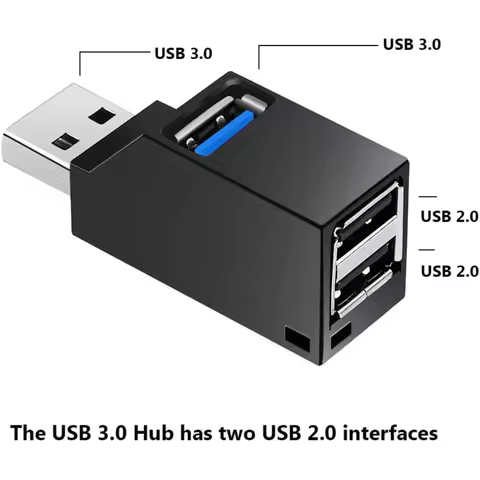 USB Hub,High Speed Mini USB 3.0 USB 2.0 HUB 3 Port Splitter (2 USB 2.0 zUSB 3.0) Distribution Adapte