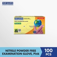 TOP GLOVE Nitrile Examination Powder Free Gloves, Pink XS 100's