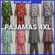 (4XL Long Sleeve) Baju tidur set perepuan pyjamas set ladies lomg sleeve, baju tido wanita plus size 4XL, baju tidur seksi wanita plus size, women's ladies pyjamas set, comfy home clothes nightwear long sleeve