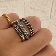 Dior復古金鑽三環戒指（L)