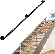 Staircase handrail Stair Safety Handrail | Rustic Black Railings | Wrought Iron Galvanized Non-Slip Paint Process, Suitable for Indoor and Outdoor, Villas, Bars, (Size : 6FT)