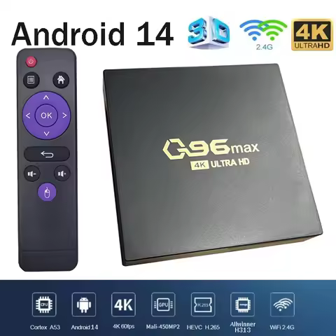 New Q96 Max tv box Android 14 Allwinner H313 4G Quad Core 64 bit 4K 3D UHD smart tv 8GB 128GB Media 