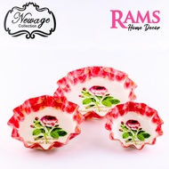 Newage 3 Pcs Acrylic Fruit Plate / Fruit Tray / Serving Tray / Tray Set / Tray Plastic - Red Roses /