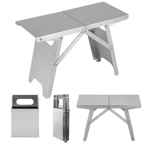 Stainless Steel Folding Camp Table Compact Camping Table Side Table Portable Picnic Table for Outdoo