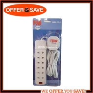 FM 6 Way Extension Cord / Extension Socket / 2 Pin / 3M - 128.6