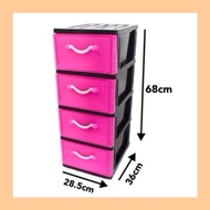 [Ready Stock] HICOOK 4014-04BK 4 Tier A4 Drawer Black Frame Premium Plastic A4 Drawer Storage Box Ca