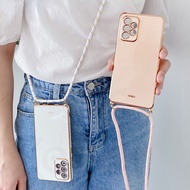 Vivo X80 Pro X70pro Plus X70T Xnote Crossbody Lanyard Strap Plating Silicone Case Vivo X80 X70 X60 Pro X Note Candy Color Hang Necklace Phone Case