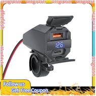 【D&F】Motorcycle Phone Charger, PD+QC3.0 30W Motorcycle Power Adapter with Voltmeter for 12V-24V Tabl