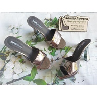 Lead Colored Heel 8-9Cm High Heel Slippers