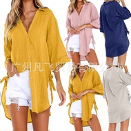 2023wish Amazon ebay AliExpress Hot-selling Women's European American New Style Lace-up V-Neck Loose