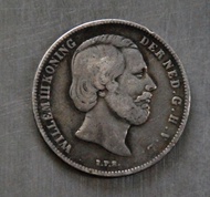 BL169 Koin 1/2 Gulden 1863 King Willem 3 Dari Belanda. koin perak