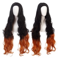 Kamado Nezuko Cosplay Wig for Demon Slayer Black Orange Long Wavy Wig,Anime Costume Halloween Wig fo