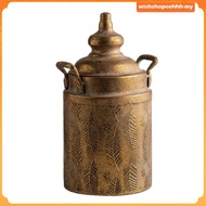 [WishshopeehhhMY] Flower Vase with Lid Style Metal Urn Vase Embossed Metal A2836