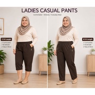 WOMEN STRETCHABLE LONG PANTS ZIP POCKETS /3 Quarter Pants 3/4 Pants 9602/7602 (SELUAR PANJANG PEREMP