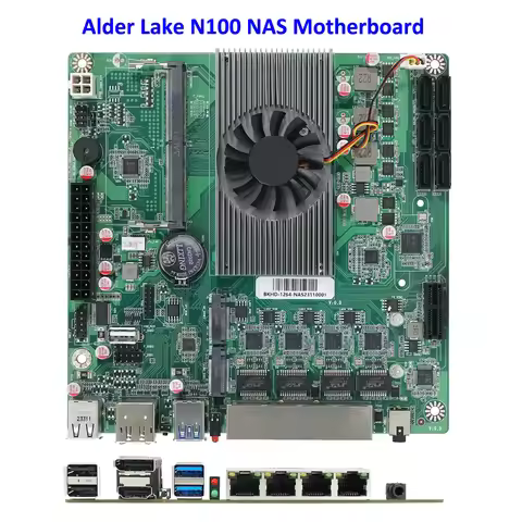 Alder Lake N100 NAS Motherboard Industrial Mini ITX 17x17CM DDR5 4* i226 2.5GBps LAN M.2 NVMe 6 x SA