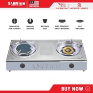 Samview Dual Gas Stove/Gas Stove Stainlesssteel with Infrared Burner Cooker &amp; Gas Cooker Cast Iron