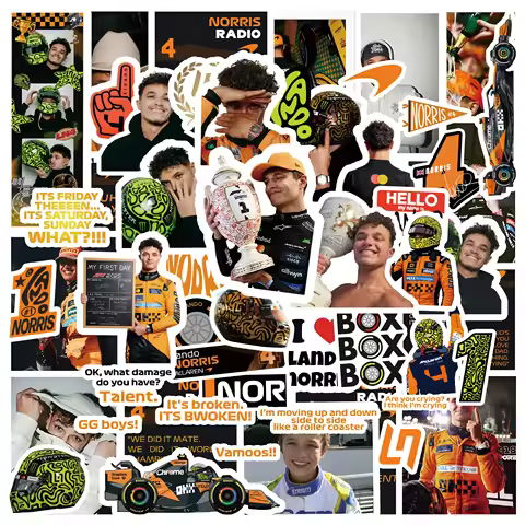 50pcs F1 Stickers, Norris Stickers, DIY Planner Stickers, Gift Bag Stickers, Desktop Decor Stickers,