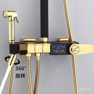 ‍🚢Piano Black Gold Constant Temperature Digital Display Shower Head Set Household Bathroom Copper Bathroom Bathing Machi