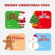 50 Pcs/Pack 2023 Merry Christmas Hang Tags Blessing Labels Writable Cute Santa Claus Xmas Tree Christmas Gift Tag Decor Supplies