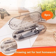 8PCS Deli drawing compass ruler kit, geometric compass ruler, protractor, engineering compass ruler