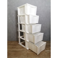 100% QualityCasual✿✓Almari Baju 4/ 5 Tier Rak Plastic Drawer Laci Cabinet Storage White Clothes Box