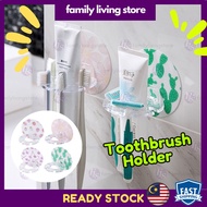 FLS Bathroom Plastic Toothbrush Holder Strong Shelf self adhesive tempat letak berus gigi aksesori t