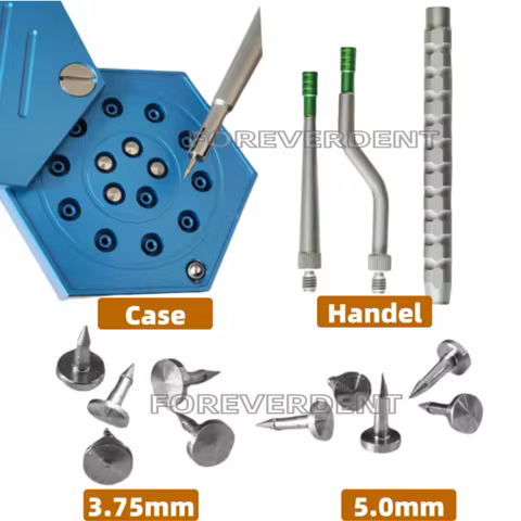 HOT Dental GBR Pins Bone Tack Gun Nails Handle Membrane Fixation Straight/Curve Drivers Implant Memb