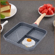 Divided Grill Pan Egg Cooker Pan Egg Steak Pan Heat Resistant Handle Omelette Pan for Cooking Baking