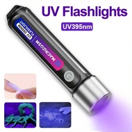 395nm UV LED Flashlight, USB Rechargeable, Portable UV Light For Hotel Inspection/Urine Detection/Ge