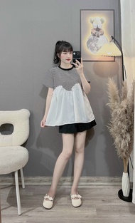 Áo bầu công sở Áo cộc Sơ mi kẻ -A26