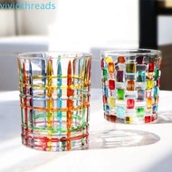 VIVIDTHREADS Whiskey Glasses Scotch Bourbon Colorful Painting Whiskey Glass Cup