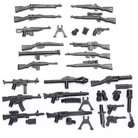Military Weapons MOC Scene Submachine Gun Assault Rifle WW2 Army Minifigurine Building Blocks Soldie