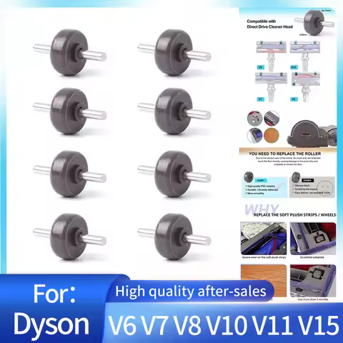 Widened Rollers and Axles Wheels Direct Drive Head for Dyson V6 V7 V8 V10 V11 V15 DC58 DC62 DC Serie