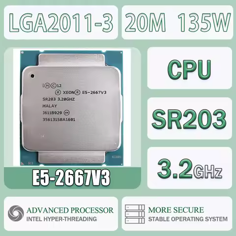 Intel Xeon E5-2667V3 3.2GHz 20M 135W E5 2667V3 Computer CPU Processor Server E5 2667 V3 Package LGA 