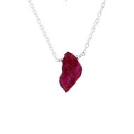 Gempires Natural Raw Ruby Crystal Pendant Necklace for Women, July Birthstone Necklace, Ruby Crystal