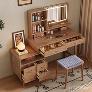 Log Style Dressing Table Retractable Drawer Modern Simple Integrated Solid Wood Storage Cabinet Dres