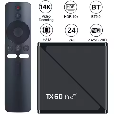 Android 24.0 WiFi 6 Smart TV Box 16GB+256GB Allwinner H313 Quad Core Android Set-Top Box Voice Contr