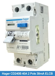 Hager CD240B 40A 2 Pole 30mA ELCB RCCB (SIRIM APPROVED)