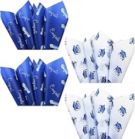 Bolsome 100 Sheets 2023 Graduation Tissue Paper for Gift Wrapping, 20 * 14 Inches Blue White Graduation Diploma Cap Congrats Decorative Tissue Paper for Gift Bags for Grad Party DIY Craft