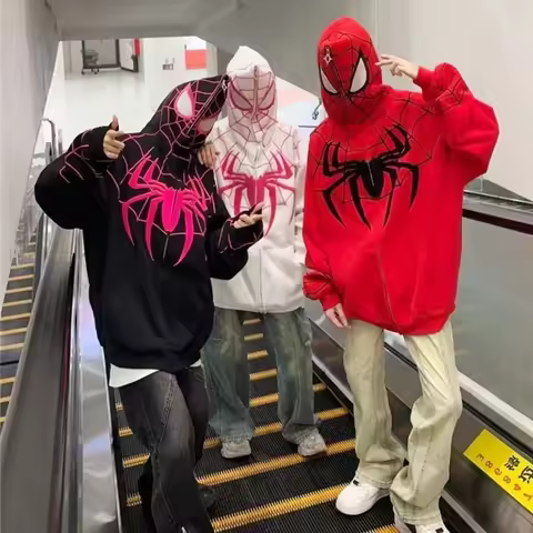 Anime Marvel Spider Man Hoodie 3D Digital Printing Hoodie Fashion Hip Hop Sweatshirt Zipper Top Wome