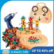 3D Play Toolbox Toy with Electric Drill Mosaic Puzzle Tool Set Early Education Toy Toolbox for 3-12 